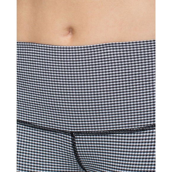 Lululemon Leggings 6 Wunder Under Crop Gingham Printed Navy Blue White Luon - Picture 15 of 15
